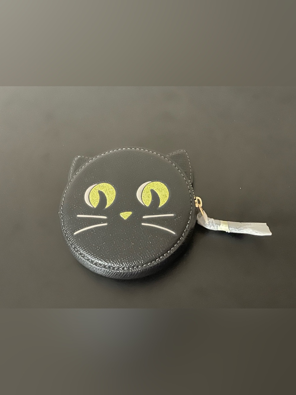 NEW Coach Black Cat Coin Purse with Green Eyes